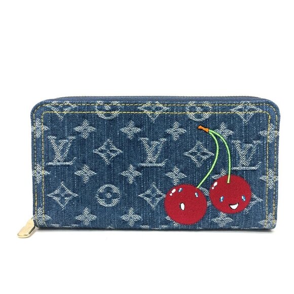 LOUIS VUITTON M23161 Murakami Takashi Monogram Denim Zippy Wallet Cherry Wallet - Picture 1 of 10